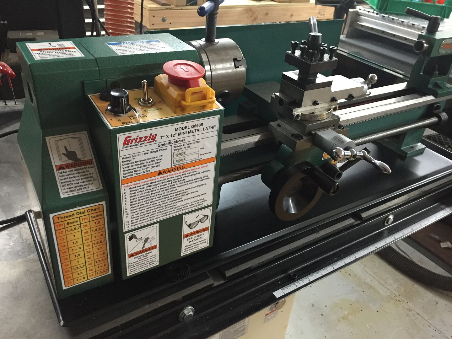 FS Grizzly G8688 7" x 12" Mini Metal Lathe w/ Extension